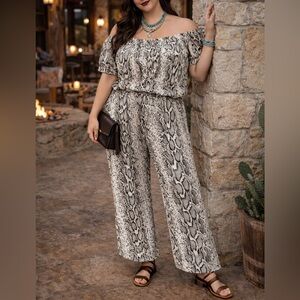 Plus Size Snake Python print jumpsuit